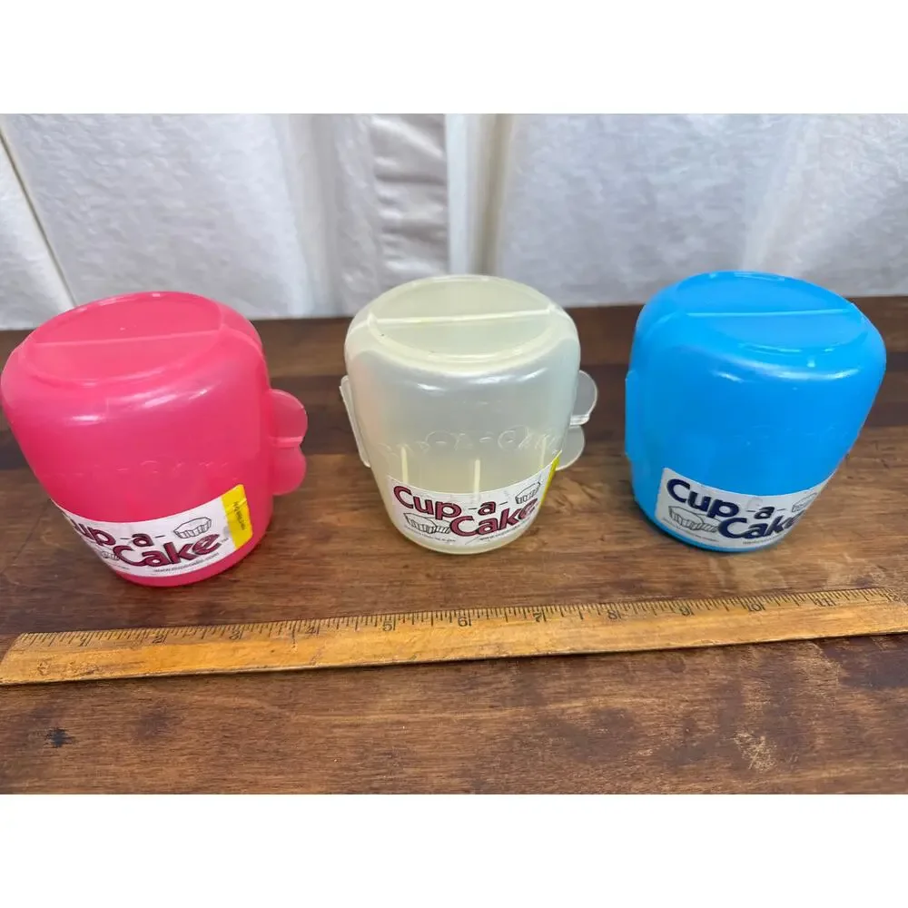 Cup-a-Cake Cupcake Storage Holder Carrier Vintage Red, Clear, & Blue Made in USA